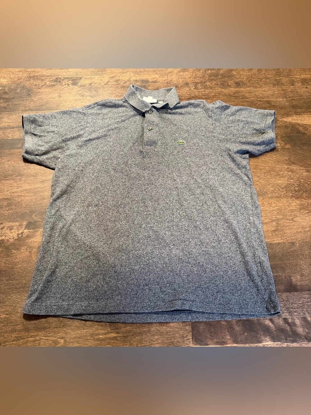 Lacoste Men's Heather Gray Polo with Green Crocodile Logo